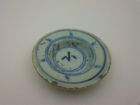 14411014清代晚期青花盖面‘小’字提梁壶茶壶盖.